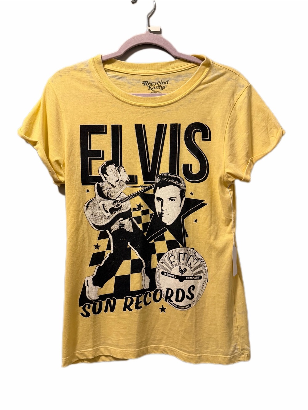 Recycled karma Elvis Sun Records Graphic Tee  Yellow burnout